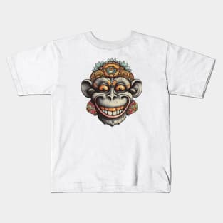 Ornamental trippy chimp Kids T-Shirt